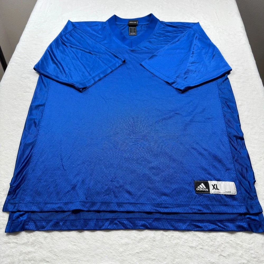 Adidas‎ Football Jersey Mens XL Blue V-Neck Mesh Practice Shirt 7918A Good